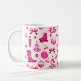 Niedlich Girly Preppy Pink Weihnachtsmuster Kaffeetasse
