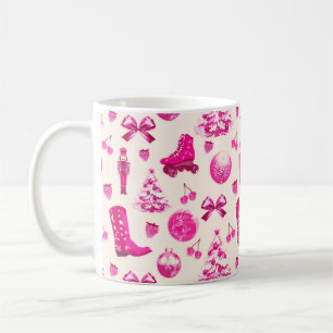 Niedlich Girly Preppy Pink Weihnachtsmuster Kaffeetasse