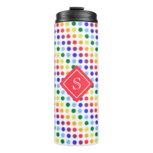 Niedlich Girly Rainbow Polka Dots Personalisiert Thermosbecher