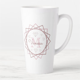 Niedlich Girly Rose Gold Monogram Geometric Milchtasse