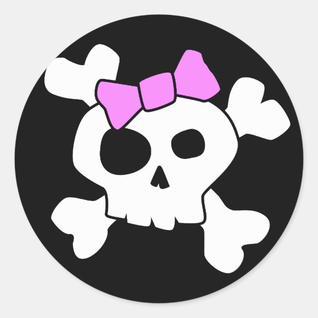 Niedlich Girly Skull Sticker (Vorderseite)