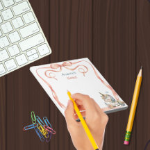 Niedlich Girly Unicorn Personalisiert Notepad