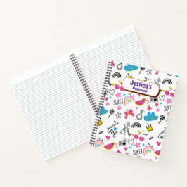 Niedlich Girly Unicorn Stars Rainbow Fun Vorname N Notizbuch