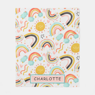 Niedlich Girly Whimsical Colorful Rainbow Herzname Fleecedecke