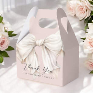 Niedlich Girly White Bow auf Pink Danke Geschenkschachtel