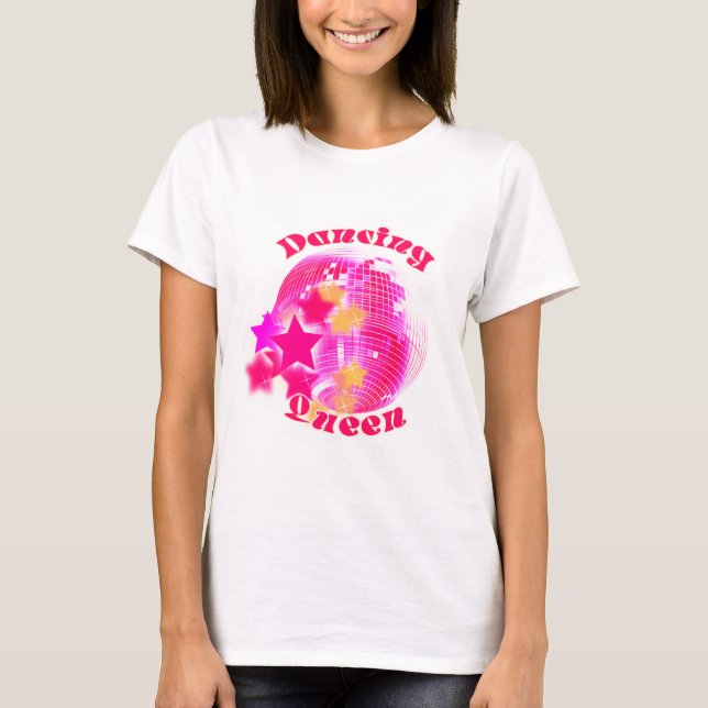 Niedlich Giro Pink Disco Ball Dancing Queen T-Shirt (Vorderseite)
