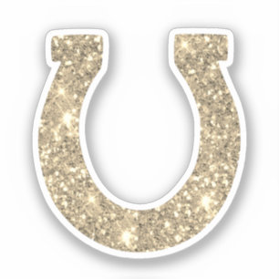 Niedlich Glam Girly Gold Glitzer Horseshoe Aufkleber