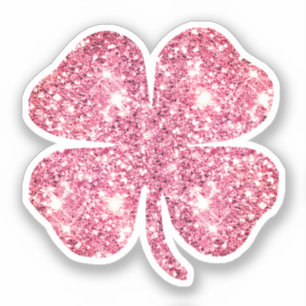 Niedlich Glam Girly Pink Glitzer Lucky Clover Aufkleber