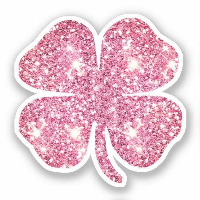Niedlich Glam Girly Pink Glitzer Lucky Clover Aufkleber (Vorderseite)