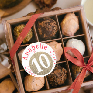 Niedlich Glam Gold Glitzer Age Circle Red Party St Runder Aufkleber