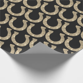 Niedlich Glam Horseshoe Gold Black Glitzer Geschenkpapier