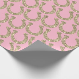 Niedlich Glam Horseshoe Gold Pink Glitzer Geschenkpapier