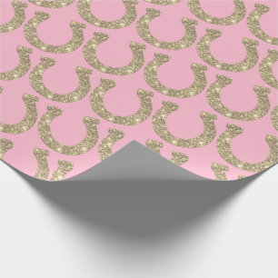 Niedlich Glam Horseshoe Gold Pink Glitzer Geschenkpapier