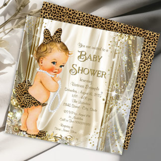 Niedlich Glam Leopard Girly Girl Girl Girl Dusche Einladung