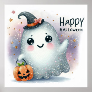 Niedlich Glittery Ghost Poster