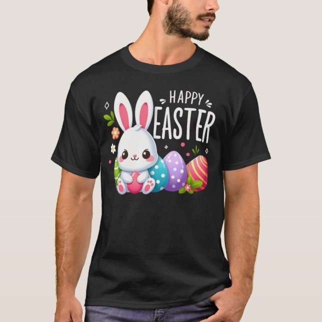 Niedlich, glücklich Osterhase T-Shirt (Vorderseite)