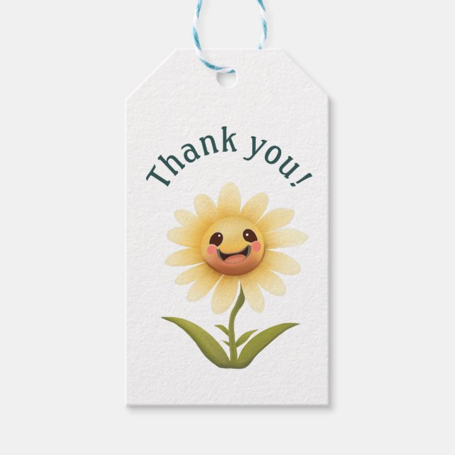 Niedlich Glückliche Blume Vielen Dank! Geschenkanhänger (Vorderseite)