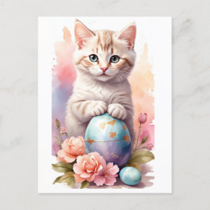 Niedlich glückliche Osterkatze Feiertagspostkarte