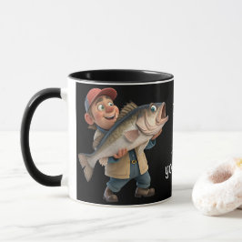 Niedlich/glücklicher Fischer mit einem Big Fish Ma Tasse