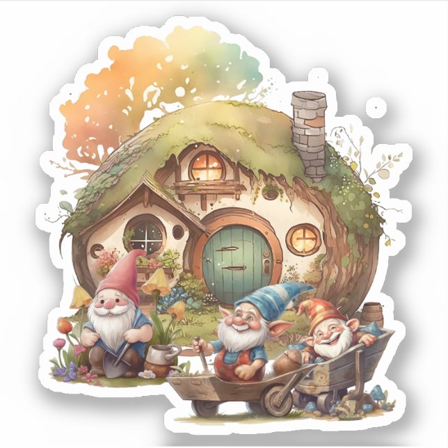 Niedlich Gnome-Aufkleber Aufkleber (Vorderseite)