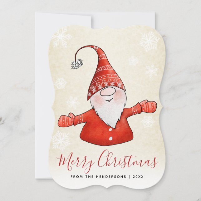 Niedlich Gnome Beige Red Frohe Weihnachten (Vorderseite)