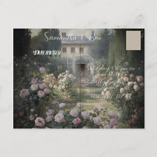 Niedlich Gnome Erheiraten Ankündigungspostkarte (Rückseite)