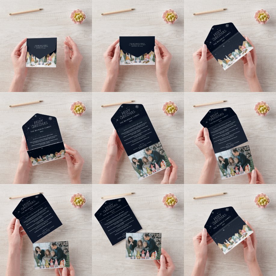 Niedlich Gnome Frohe Weihnachtsfeiertage Foto Gruß All In One Einladung