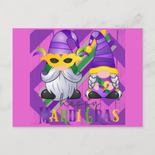 Niedlich Gnome Happy Mardi Gras Postkarte