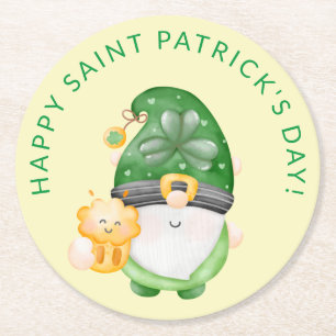 Niedlich Gnome Happy St. Patricks Day-Party Runder Pappuntersetzer