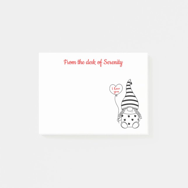 Niedlich Gnome Heart Liebe Fairy Garden Gnomes Post-it Klebezettel (Vorderseite)