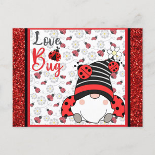 Niedlich Gnome Liebe Bug Ladybug Valentinstag Postkarte