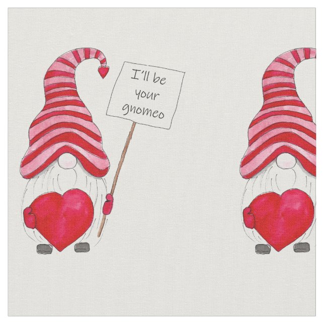 Niedlich Gnome Liebe Valentine Stoff (Nahaufnahme)