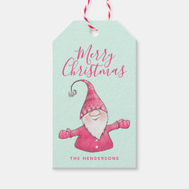 Niedlich Gnome Mint Grün und Rosa Frohe Weihnachte Geschenkanhänger