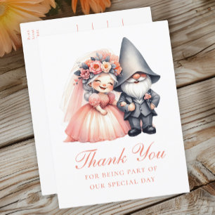 Niedlich Gnome Orange Wedding Danke Whimsical Boho Postkarte