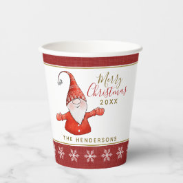 Niedlich Gnome Personalisiert Red White Christmas Pappbecher