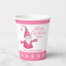 Niedlich Gnome Personalisiert White Pink Weihnacht Pappbecher