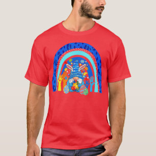Niedlich Gnome Rainbow Leopard Autism Awareness Fu T-Shirt