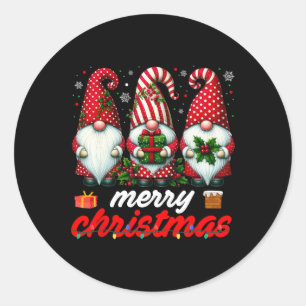 Niedlich Gnomes Christmas Light Family Gnome Xmas Runder Aufkleber