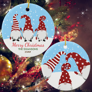 Niedlich Gnomes Frohe Weihnachten Personalisiert Keramik Ornament
