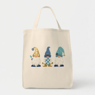 Niedlich Gnomes Gold Blue Gingham Tragetasche