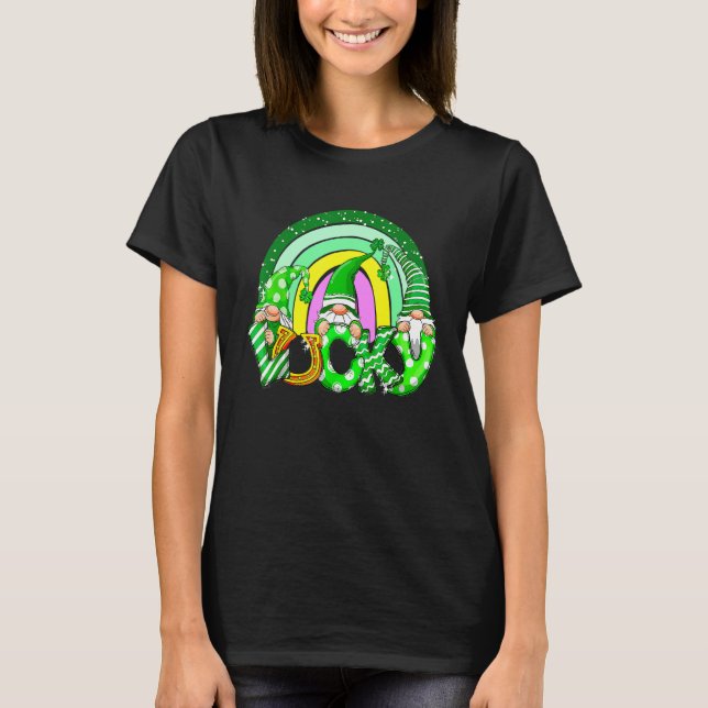 Niedlich Gnomes Kleeblatt zum Spaß St Patricks Day T-Shirt (Vorderseite)