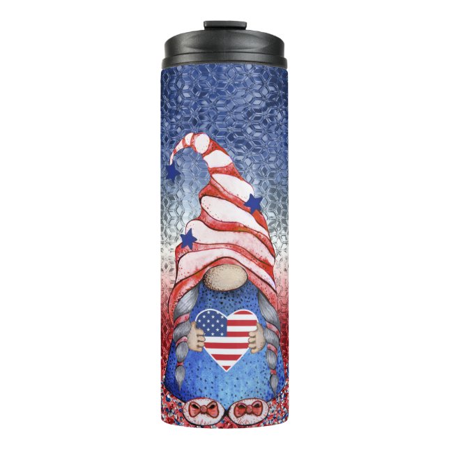 Niedlich Gnomes Patriotic Thermosbecher (Vorderseite)