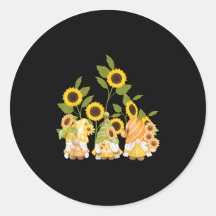 Niedlich Gnomes Sonnenblumen Garten Frauen Sommer Runder Aufkleber