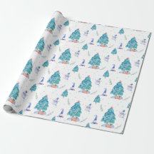 Niedlich Gnomes Watercolor Blauer Weihnachtsschnee