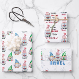 Niedlich Gnomes Weihnachtswasserfarbe Geschenkpapier Set
