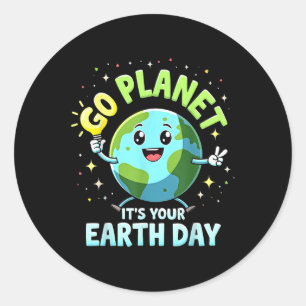"niedlich Go Planet - Dein Earth Day 2025" Lehrerj Runder Aufkleber