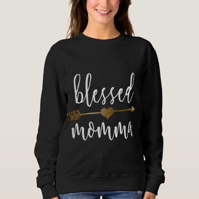 Niedlich Gold Arrow Selig Momma Erntedank Sweatshirt (Vorderseite)
