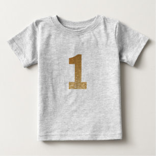 Niedlich Gold Glitzer 1. Geburtstag  Baby T-shirt