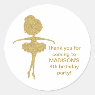 Niedlich Gold Glitzer Ballerina Geburtstagskleber Runder Aufkleber