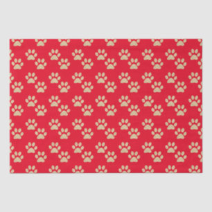 Niedlich Gold Glitzer Paw Prints Pet Lovers Red Seidenpapier